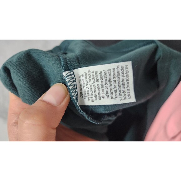 Victoria's Secret Small Green LOVE PINK Campus Cotton Off The Shoulder Tee NWT - Picture 7 of 9